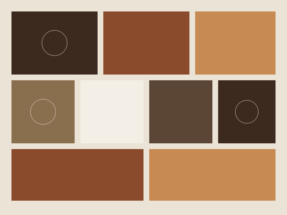 Mood board of textures and colors explored for Millbrook's coffee branding